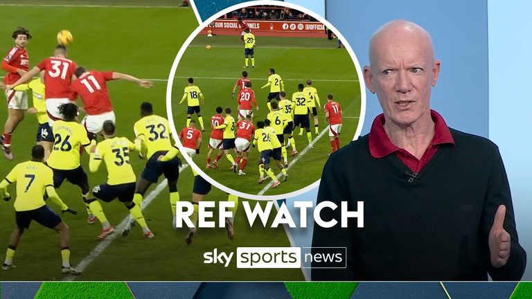 Dermot Gallagher is in agreement with VAR to disallow Nikola Milenkovic's goal against Southampton as Chris Wood came from an offside position and jumped  which impeded the Southampton defenders to challenge for the ball. 