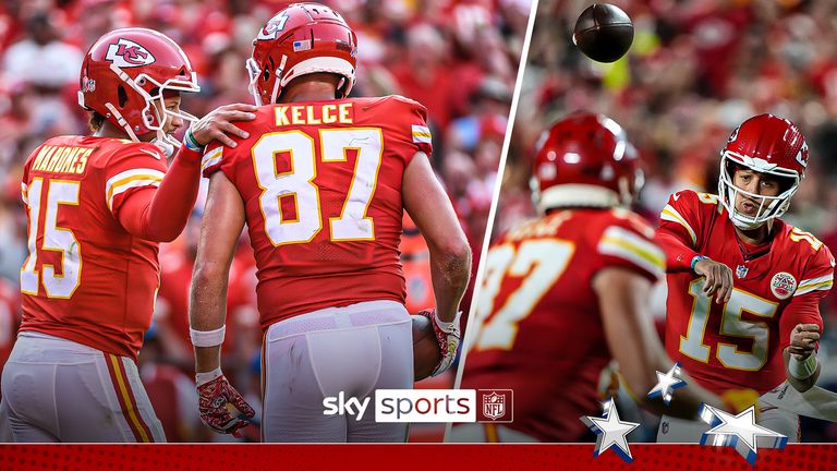 Patrick Mahomes and Travis Kelce of the Chiefs