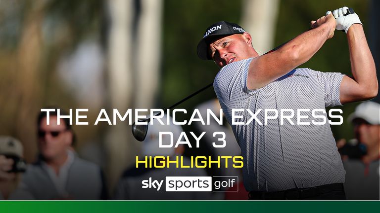 Sepp Straka of Austria plays his shot from the ninth tee during the third round of The American Express 2025 at La Quinta Country Club